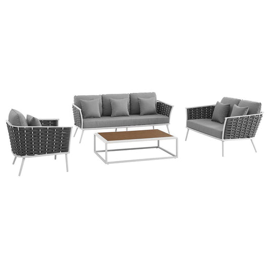 Stance 4 Piece Outdoor Aluminum Sectional Sofa Set - Default Title