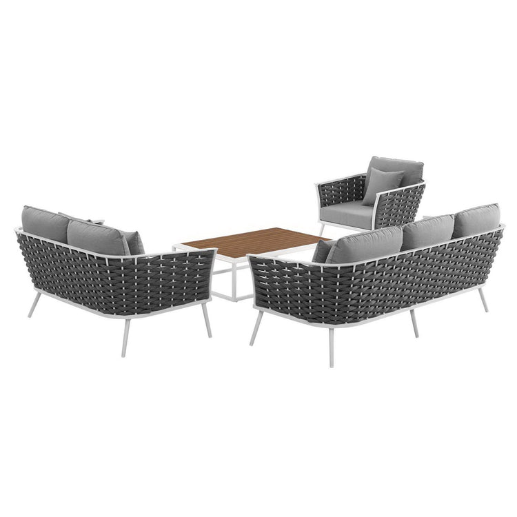 Stance 4 Piece Outdoor Aluminum Sectional Sofa Set - Default Title