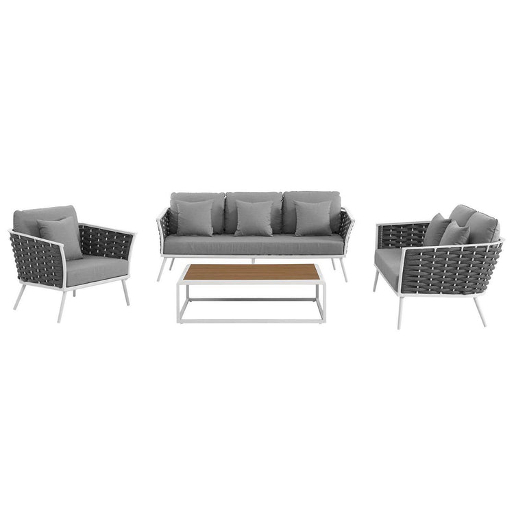 Stance 4 Piece Outdoor Aluminum Sectional Sofa Set - Default Title