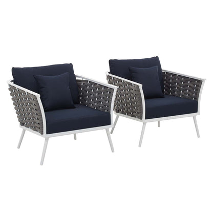 Stance Outdoor Patio Aluminum Armchair Set of 2 - White Navy