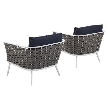 Stance Outdoor Patio Aluminum Armchair Set of 2 - White Navy