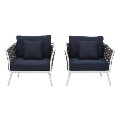 Stance Outdoor Patio Aluminum Armchair Set of 2 - White Navy