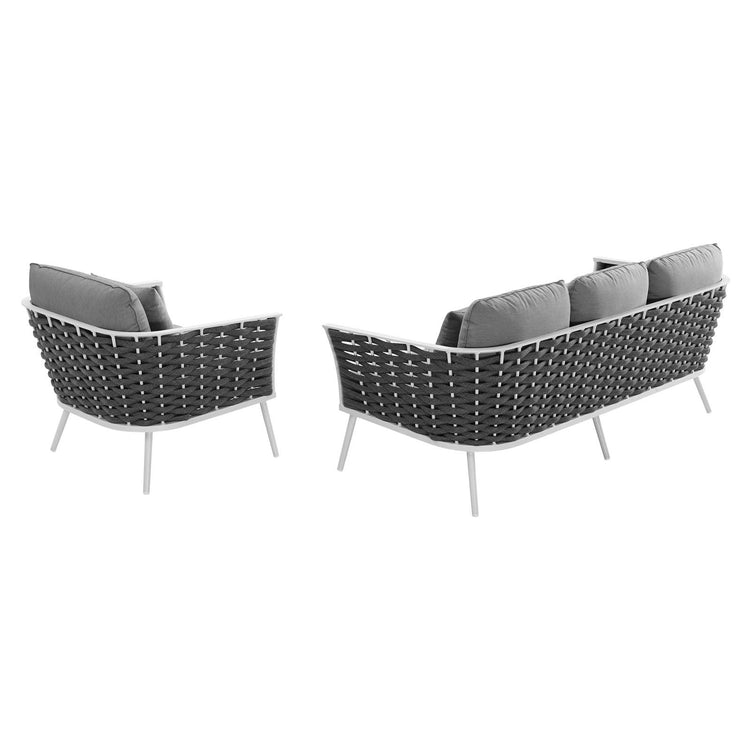 Stance 2 Piece Outdoor Patio Aluminum Sectional Sofa Set - White Gray