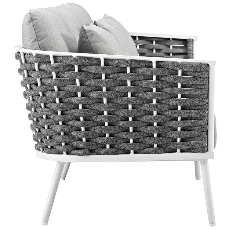 Stance 2 Piece Outdoor Patio Aluminum Sectional Sofa Set - White Gray