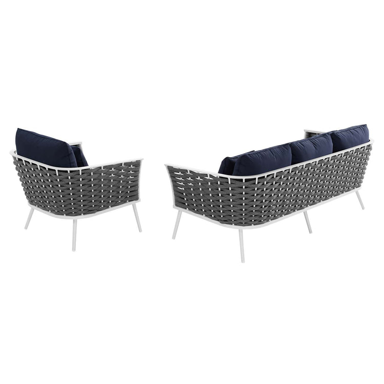 Stance 2 Piece Outdoor Patio Aluminum Sectional Sofa Set - White Navy