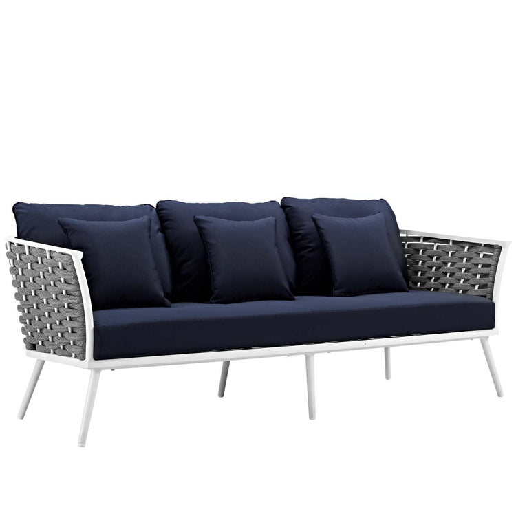 Stance 2 Piece Outdoor Patio Aluminum Sectional Sofa Set - White Navy