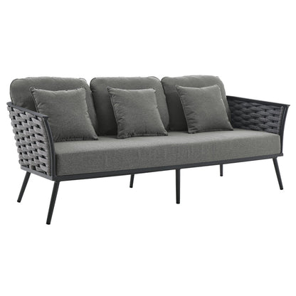 Stance 3 Piece Outdoor Patio Aluminum Sectional Sofa Set - Gray Charcoal
