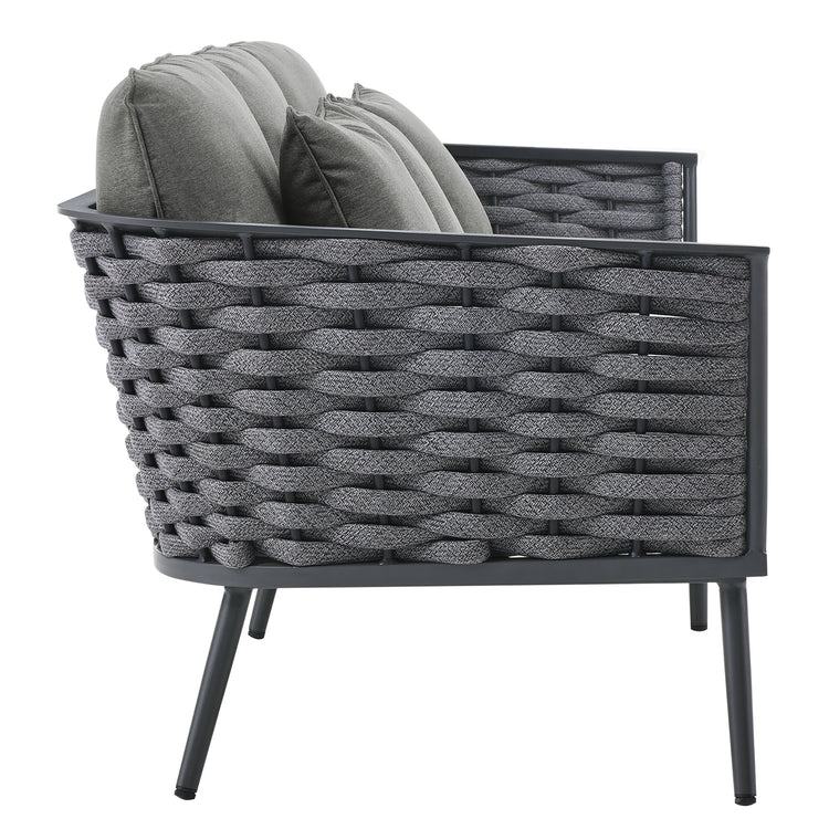 Stance 3 Piece Outdoor Patio Aluminum Sectional Sofa Set - Gray Charcoal