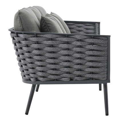 Stance 3 Piece Outdoor Patio Aluminum Sectional Sofa Set - Gray Charcoal