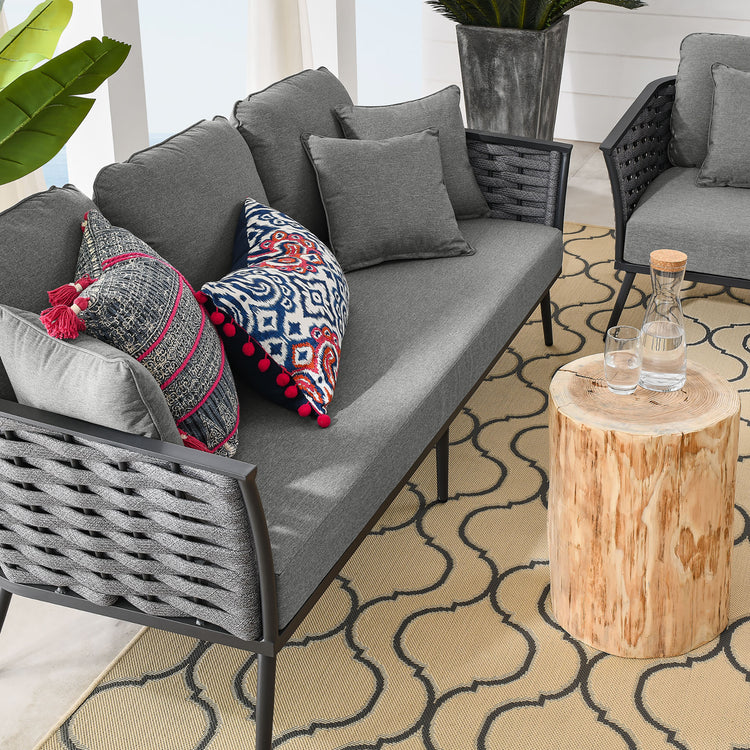 Stance 3 Piece Outdoor Patio Aluminum Sectional Sofa Set - Gray Charcoal