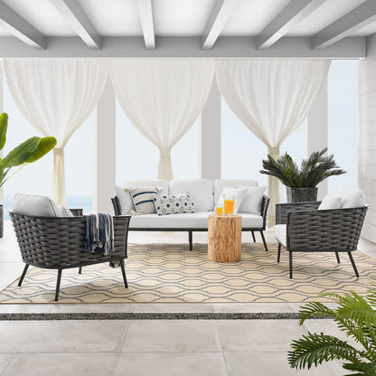 Stance 3 Piece Outdoor Patio Aluminum Sectional Sofa Set - Gray White