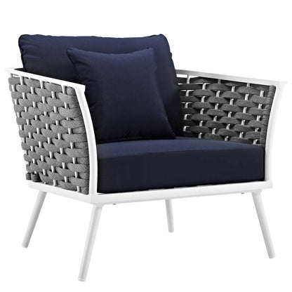 Stance 3 Piece Outdoor Patio Aluminum Sectional Sofa Set - White Navy