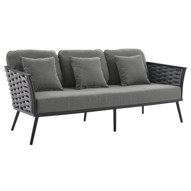 Stance 4 Piece Outdoor Patio Aluminum Sectional Sofa Set - Gray Charcoal