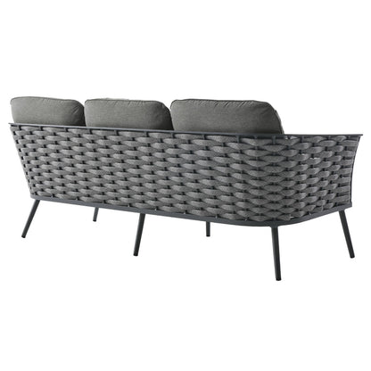 Stance 4 Piece Outdoor Patio Aluminum Sectional Sofa Set - Gray Charcoal