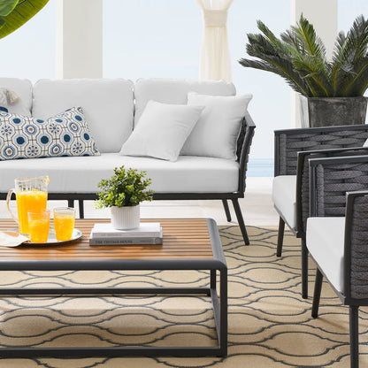 Stance 4 Piece Outdoor Patio Aluminum Sectional Sofa Set - Gray White