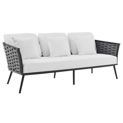 Stance 4 Piece Outdoor Patio Aluminum Sectional Sofa Set - Gray White