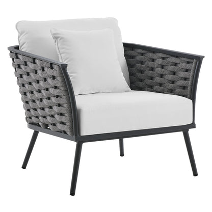 Stance 4 Piece Outdoor Patio Aluminum Sectional Sofa Set - Gray White