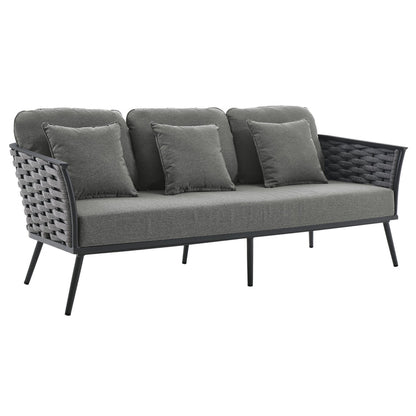 Stance 6 Piece Outdoor Patio Aluminum Sectional Sofa Set - Gray Charcoal
