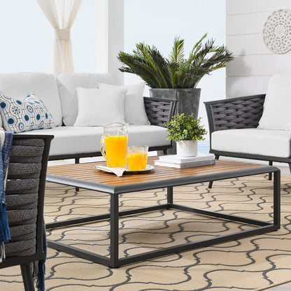 Stance 6 Piece Outdoor Patio Aluminum Sectional Sofa Set - Gray White