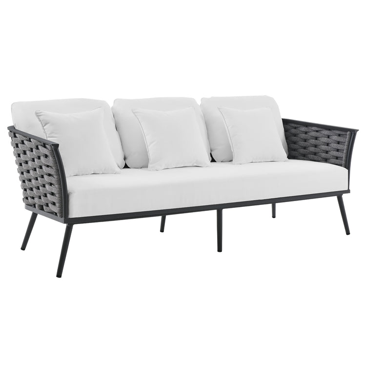 Stance 6 Piece Outdoor Patio Aluminum Sectional Sofa Set - Gray White