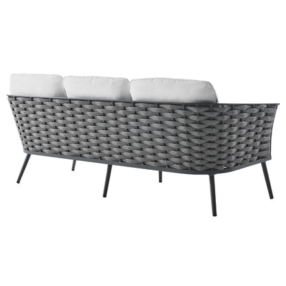 Stance 6 Piece Outdoor Patio Aluminum Sectional Sofa Set - Gray White