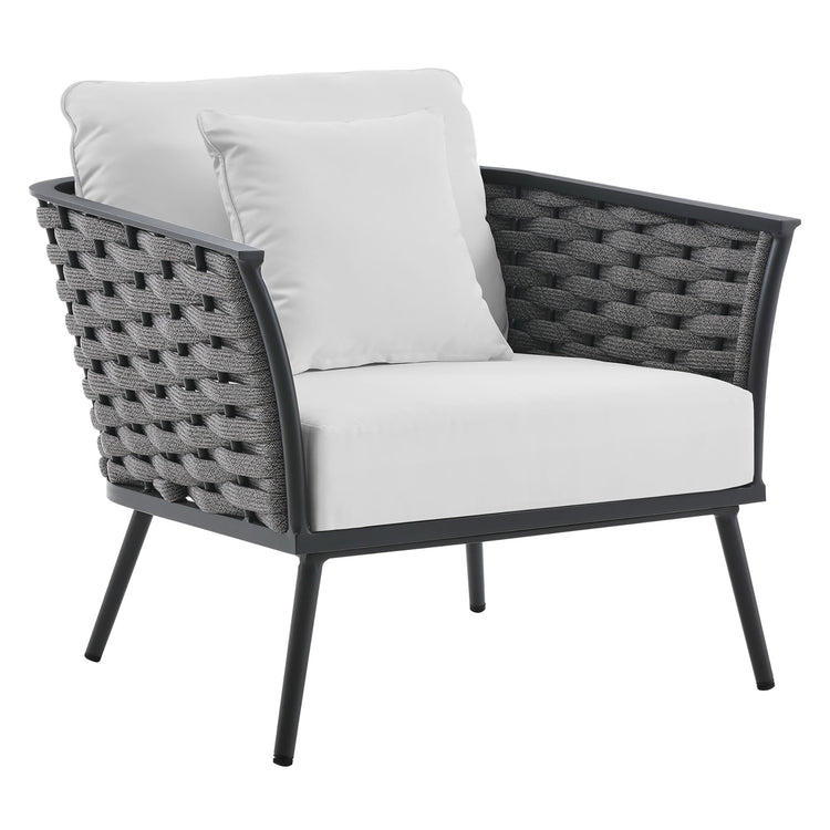 Stance 6 Piece Outdoor Patio Aluminum Sectional Sofa Set - Gray White