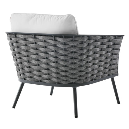 Stance 6 Piece Outdoor Patio Aluminum Sectional Sofa Set - Gray White