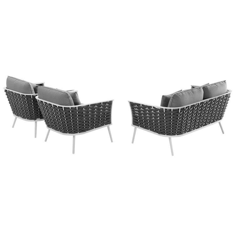 Stance 3 Piece Outdoor Aluminum Sectional Sofa Set - White Gray