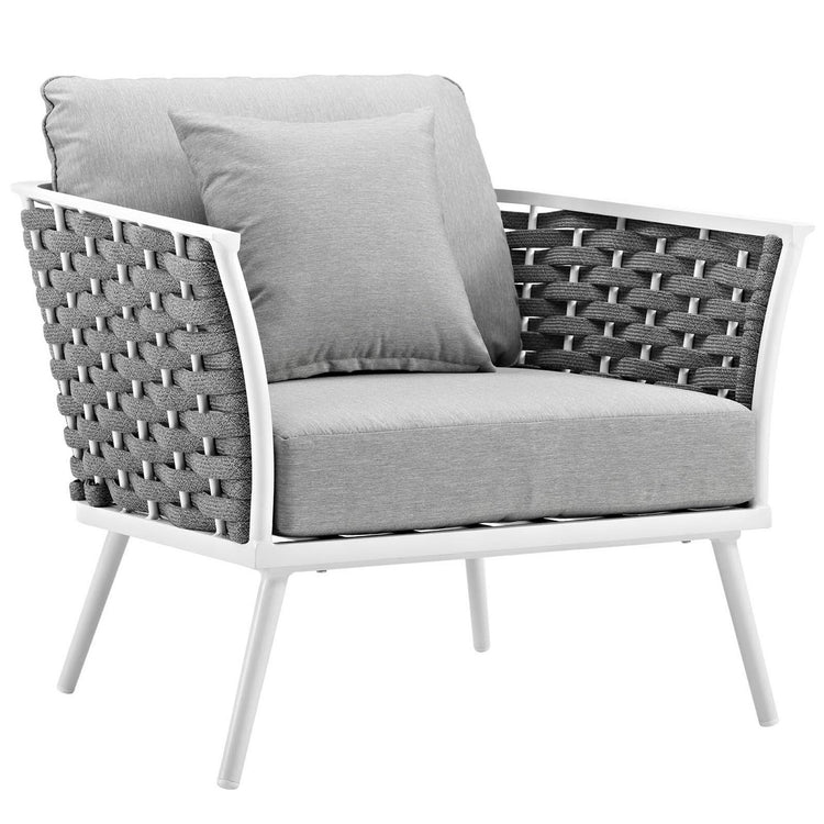 Stance 3 Piece Outdoor Aluminum Sectional Sofa Set - White Gray