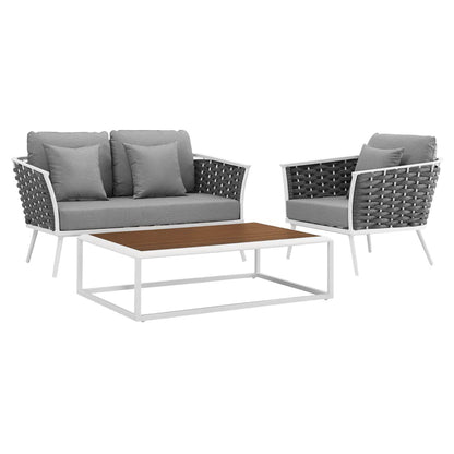 Stance 3 Piece Outdoor Aluminum Sectional Sofa Set