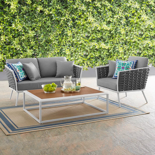 Stance 3 Piece Outdoor Aluminum Sectional Sofa Set