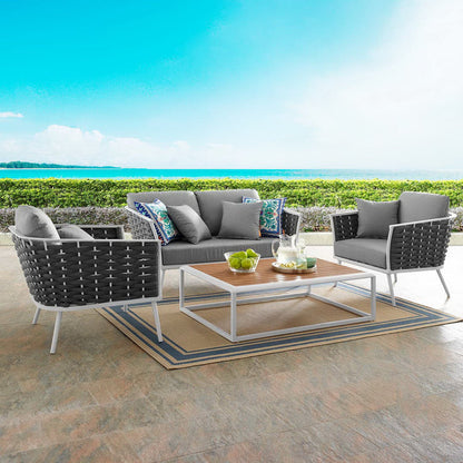 Stance 4 Piece Outdoor Aluminum Sectional Sofa Set - Default Title
