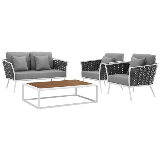 Stance 4 Piece Outdoor Aluminum Sectional Sofa Set - Default Title