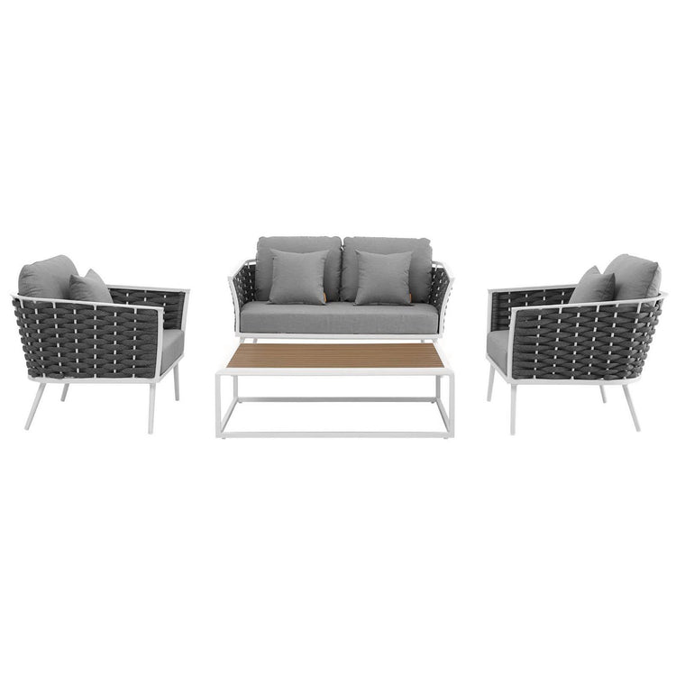 Stance 4 Piece Outdoor Aluminum Sectional Sofa Set - Default Title