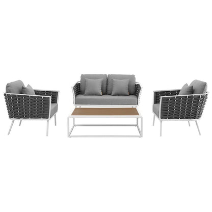 Stance 4 Piece Outdoor Aluminum Sectional Sofa Set - Default Title