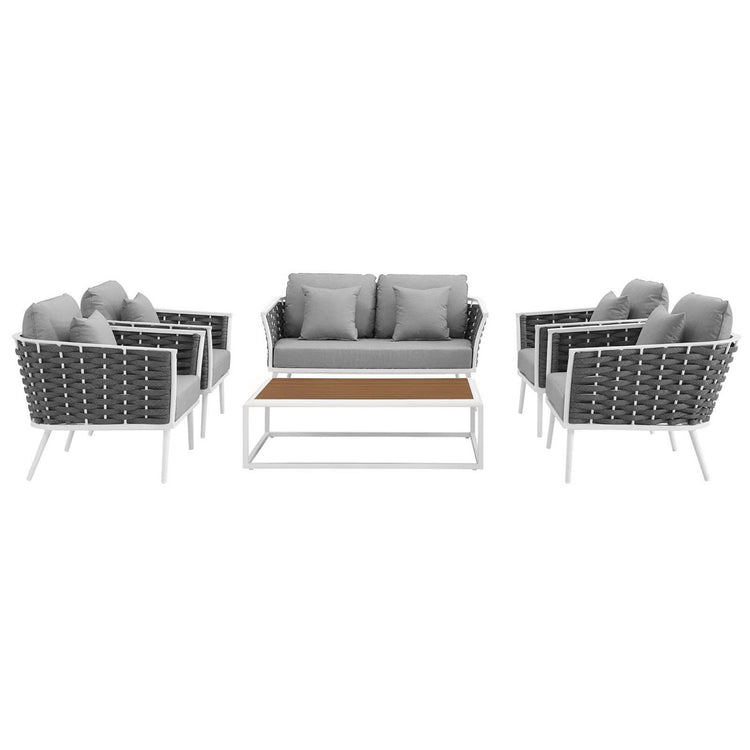 Stance 6 Piece Outdoor Aluminum Sectional Sofa Set - Default Title