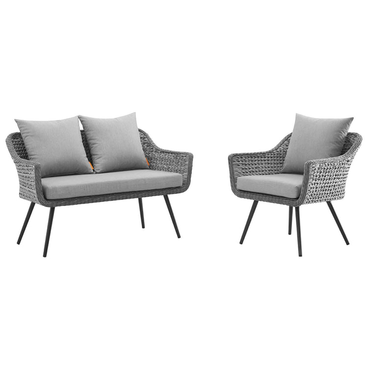 Endeavor 2 Piece Outdoor Patio Wicker Rattan Loveseat and Armchair Set - Default Title