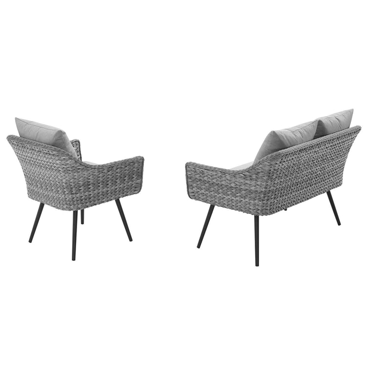 Endeavor 2 Piece Outdoor Patio Wicker Rattan Loveseat and Armchair Set - Default Title