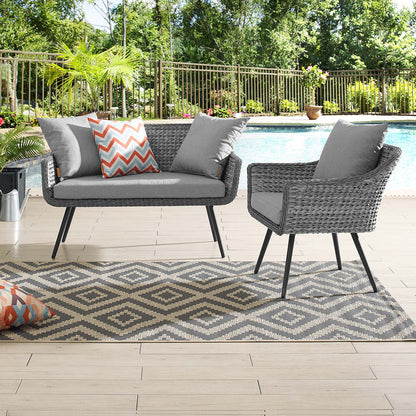 Endeavor 2 Piece Outdoor Patio Wicker Rattan Loveseat and Armchair Set - Default Title