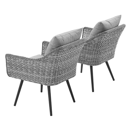 Endeavor Outdoor Patio Wicker Rattan Armchair Set of 2 - Default Title