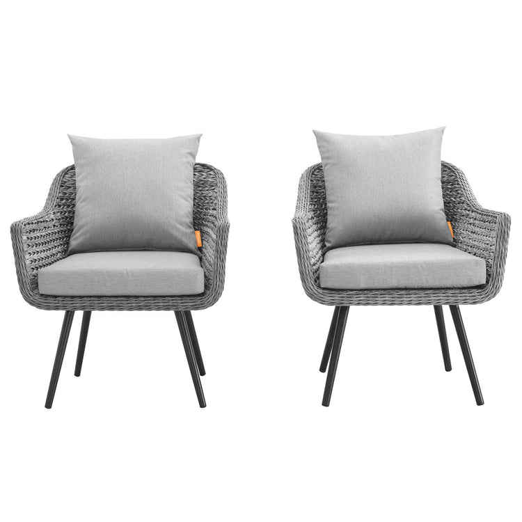 Endeavor Outdoor Patio Wicker Rattan Armchair Set of 2 - Default Title