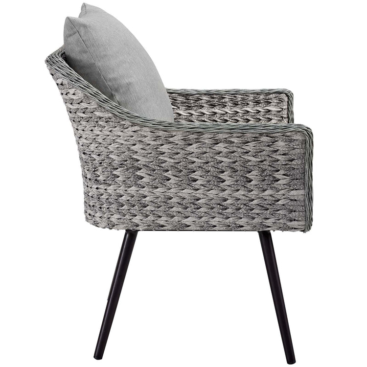 Endeavor 3 Piece Outdoor Patio Wicker Rattan Armchair and Coffee Table Set - Default Title