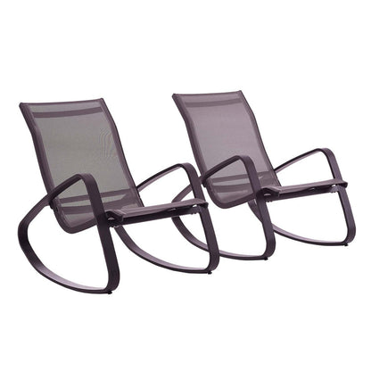 Traveler Outdoor Patio Mesh Sling Rocking Lounge Chair Set of 2 - Black Black