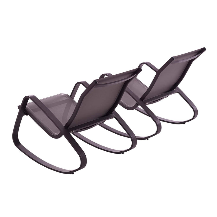 Traveler Outdoor Patio Mesh Sling Rocking Lounge Chair Set of 2 - Black Black