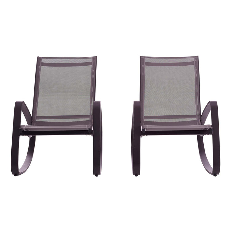 Traveler Outdoor Patio Mesh Sling Rocking Lounge Chair Set of 2 - Black Black