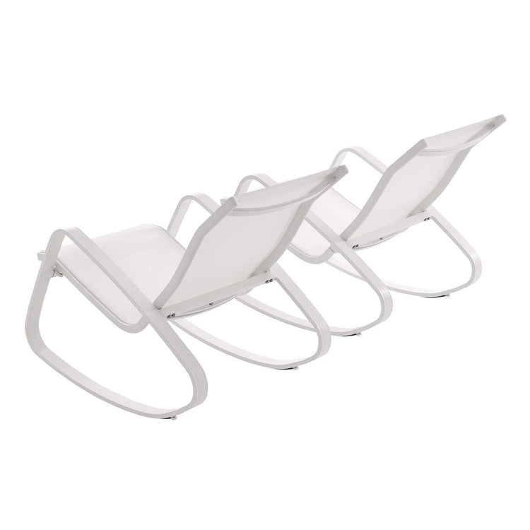 Traveler Outdoor Patio Mesh Sling Rocking Lounge Chair Set of 2 - White White