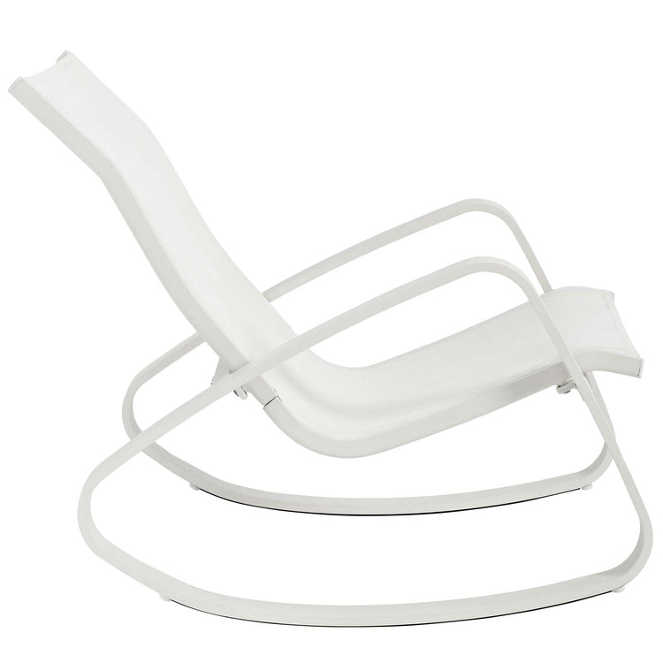 Traveler Outdoor Patio Mesh Sling Rocking Lounge Chair Set of 2 - White White
