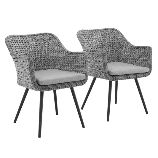 Endeavor Outdoor Patio Wicker Rattan Dining Armchair Set of 2 - Default Title