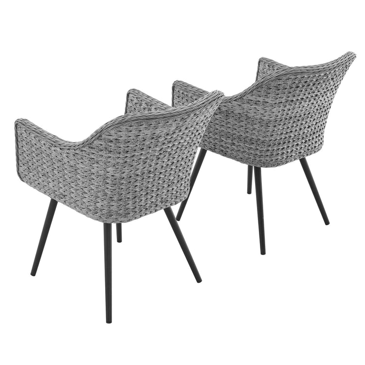 Endeavor Outdoor Patio Wicker Rattan Dining Armchair Set of 2 - Default Title