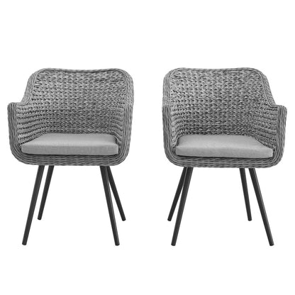 Endeavor Outdoor Patio Wicker Rattan Dining Armchair Set of 2 - Default Title